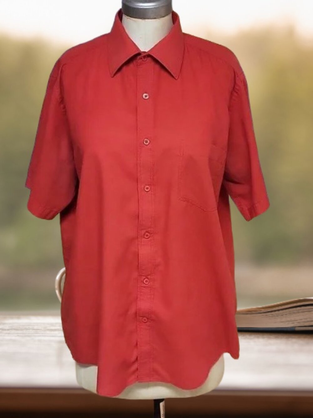 Zenformen professionnal Casual Button Down men Dress Shirt short sleeves red